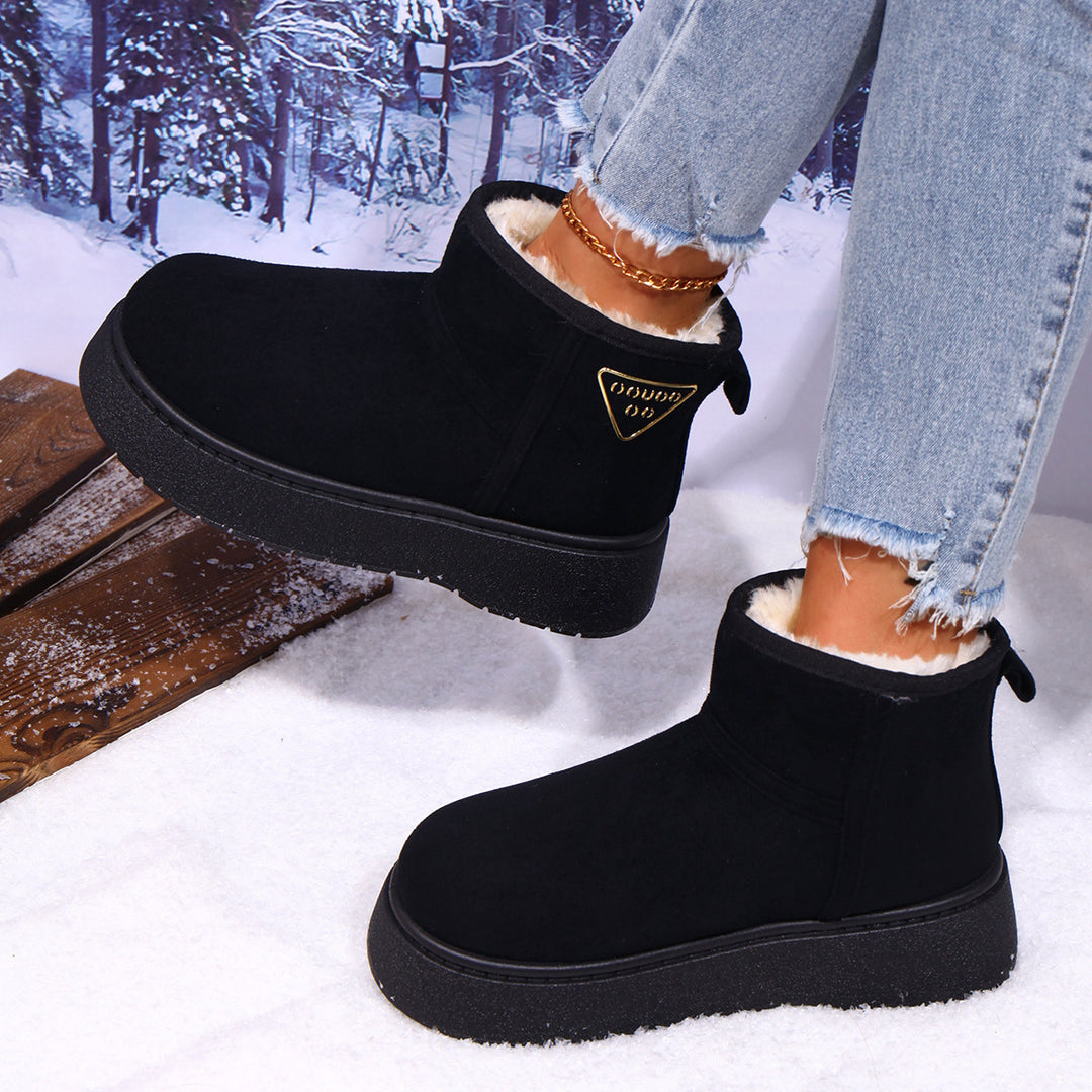 Damen Gefütterte Plateau‑Stiefeletten aus Wildlederoptik mit Teddyfutter Shop Nory