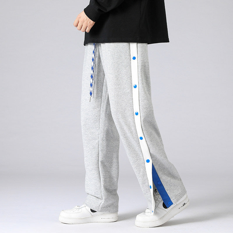 Herren Weite Sweatpants mit seitlichem Druckknopfverschluss, Kordelzug & kontrastierten Einsätzen Shop Nory