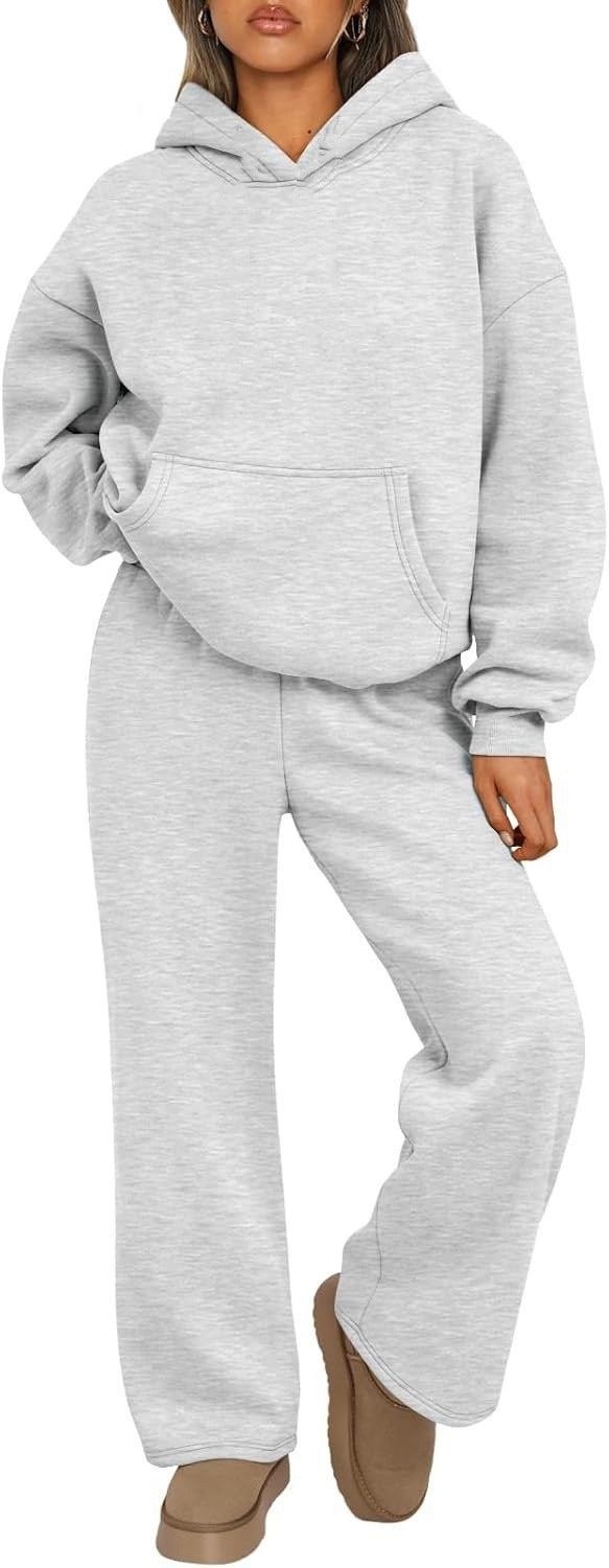 Damen nan Cozy-Loungewear-Set mit oversized Kapuzenpullover, Kängurutasche und weiten Palazzo-Jogginghose Shop Nory