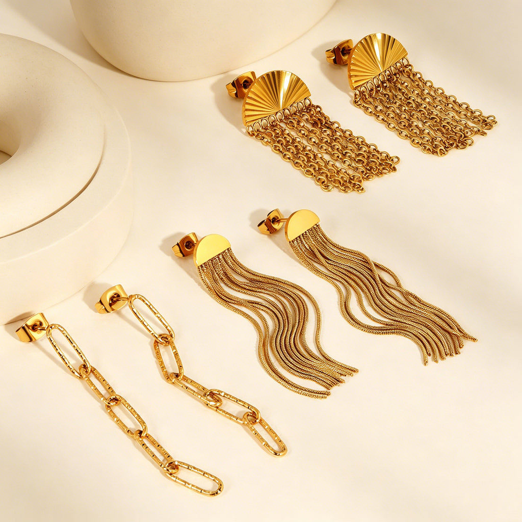 Damen Hängende Ohrringe mit Ägyptischem Muschel-Design aus hochwertigem Edelstahl Shop Nory