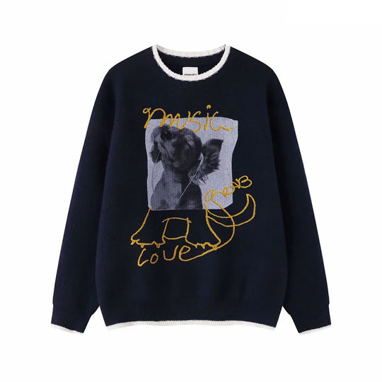Damen Modischer Rundhalspullover mit einzigartigem Tiermotiv Shop Nory