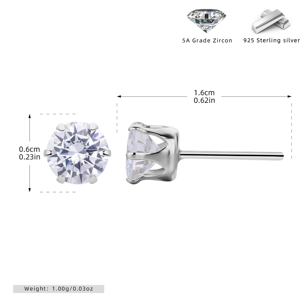 Damen Ohrstecker mit funkelnden 5A Zirkonsteinen aus hochwertigem 925 Sterling Silber Shop Nory