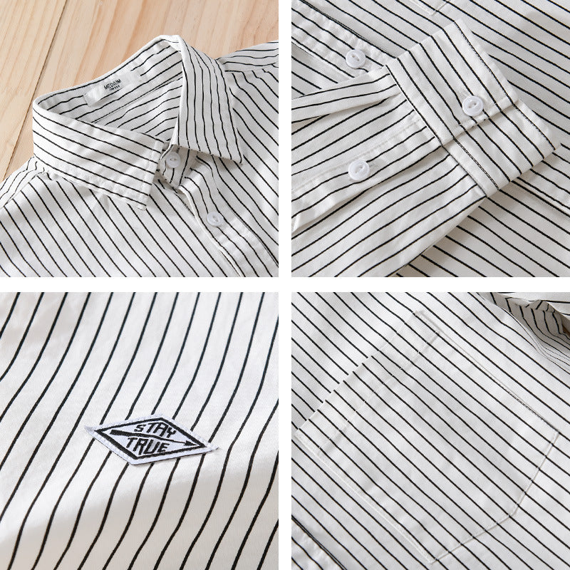 Herren Vertikalgestreiftes Relaxed-Fit Hemdjacken-Overshirt aus leichtem Baumwollmix Shop Nory
