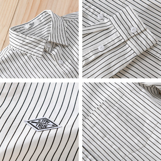 Herren Vertikalgestreiftes Relaxed-Fit Hemdjacken-Overshirt aus leichtem Baumwollmix Shop Nory