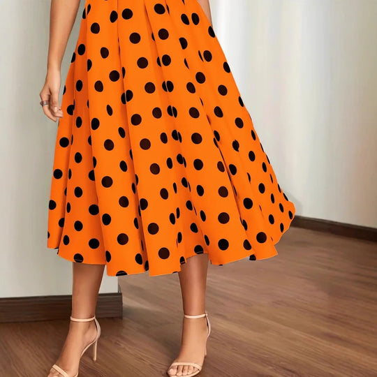Damen A-Linie Kleid mit Polka-Dots