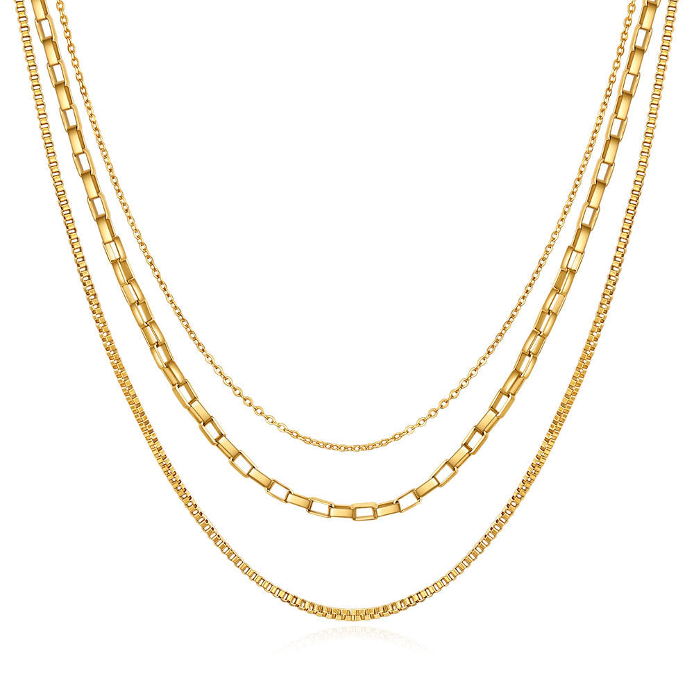 Damen Halskette mit mehrlagigem Design aus hochwertigem Edelstahl Shop Nory