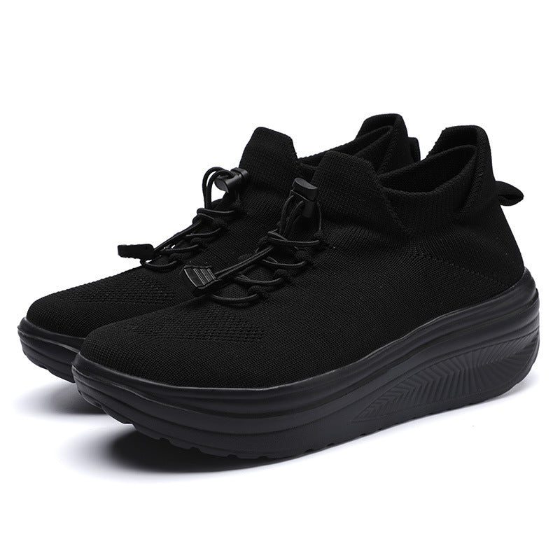 Damen Keil‑Plateau‑Sneaker mit Strickschaft, Sock‑Design und Schnellzug‑Schnürung Shop Nory