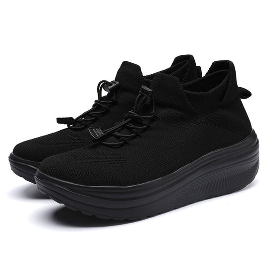 Damen Keil‑Plateau‑Sneaker mit Strickschaft, Sock‑Design und Schnellzug‑Schnürung Shop Nory
