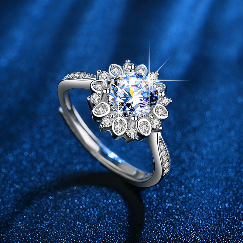 Damen funkelnder Blumenschmuckring mit Zirkonia Shop Nory