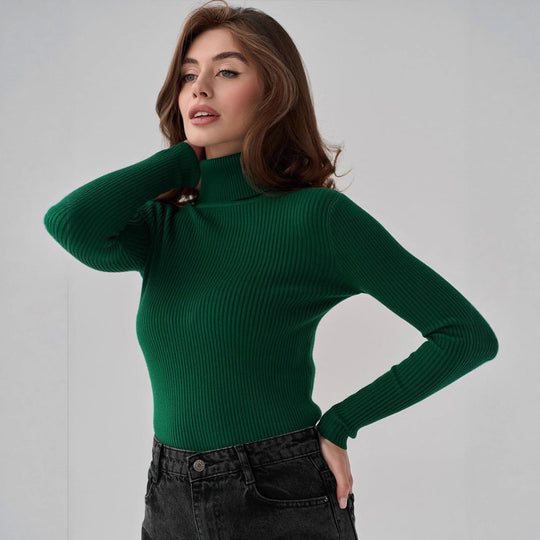 Damen Figurbetonter Rippstrick-Rollkragenpullover Shop Nory