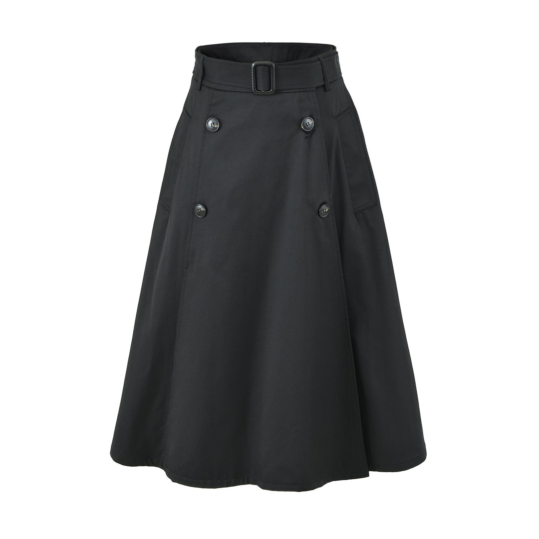Damen A-Linien Trenchrock mit Taillengürtel und Zierknopfleiste Shop Nory