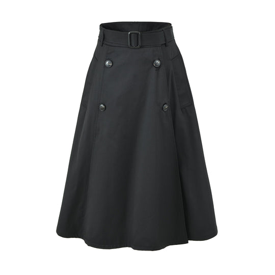 Damen A-Linien Trenchrock mit Taillengürtel und Zierknopfleiste Shop Nory