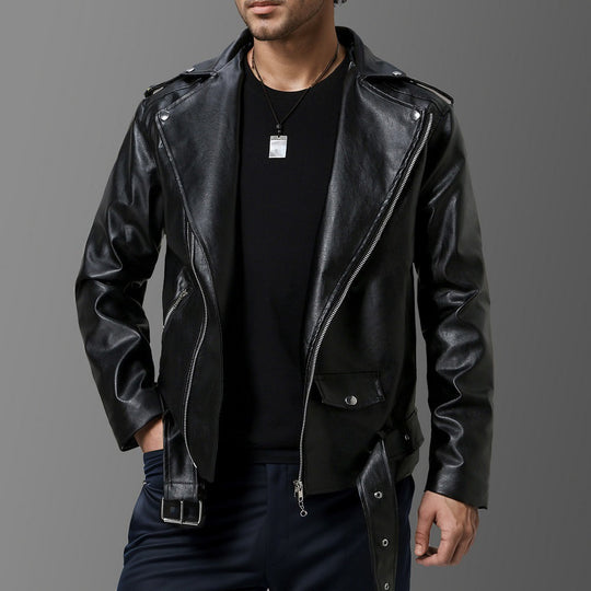 Herren stilvolle Bikerjacke aus hochwertigem Echt Shopnory
