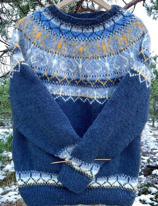 Damen nan Norwegerpullover aus Wollmix mit Rundhalsausschnitt und traditionellem Fair-Isle-Yoke Shop Nory