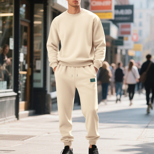 Herren lässiger Freizeitanzug mit weichem Fleece und elastischem Bund