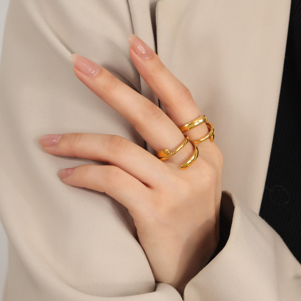 Damen Offener Ring mit modernem, geschwungenem Design Shop Nory