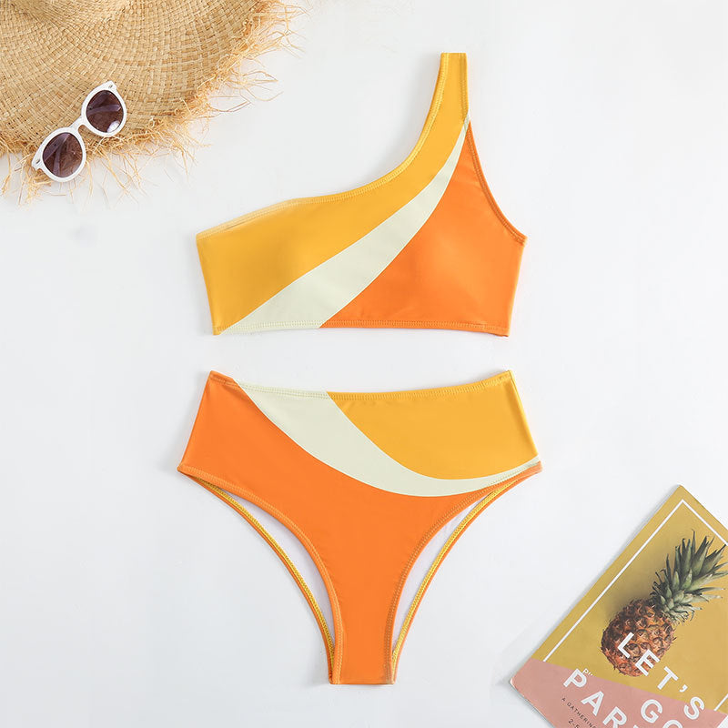 Damen Einseitiger Bikini mit farblich abgestimmtem Design