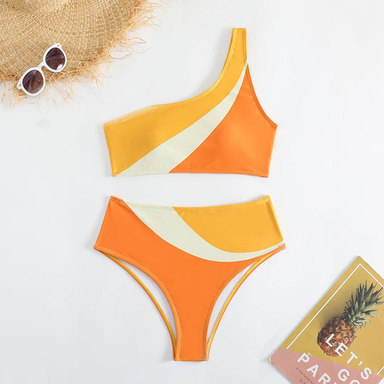 Damen Einseitiger Bikini mit farblich abgestimmtem Design