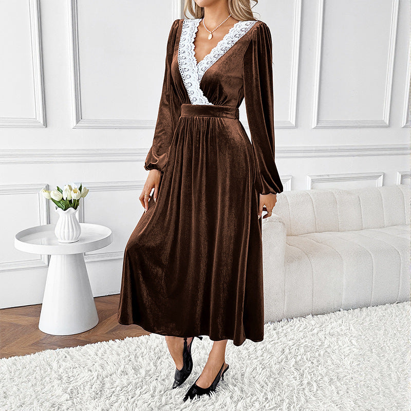 Damen Elegantes Maxikleid mit Spitzenakzenten Shop Nory