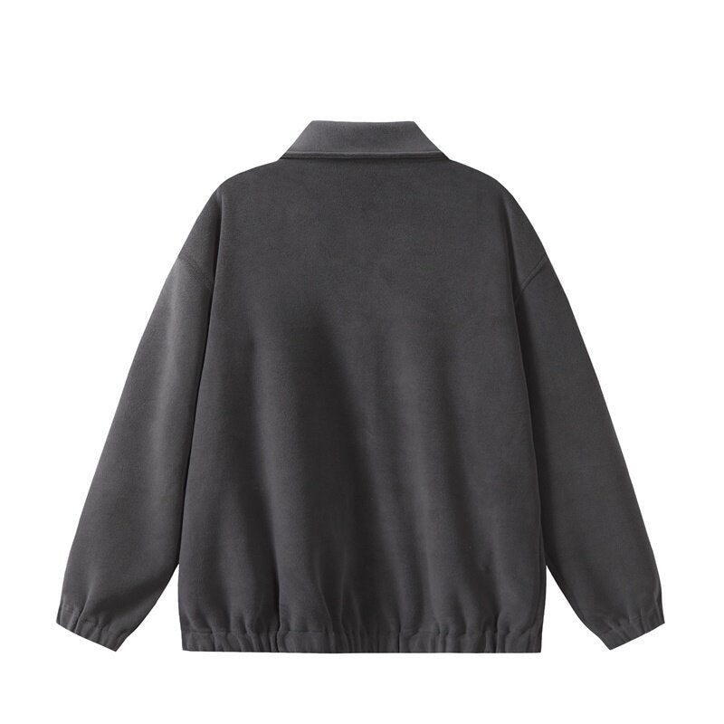 Unisex Fleece‑Blousonjacke im Boxy‑Cut mit Hemdkragen, durchgehendem Reißverschluss und elastischem Saum Shop Nory