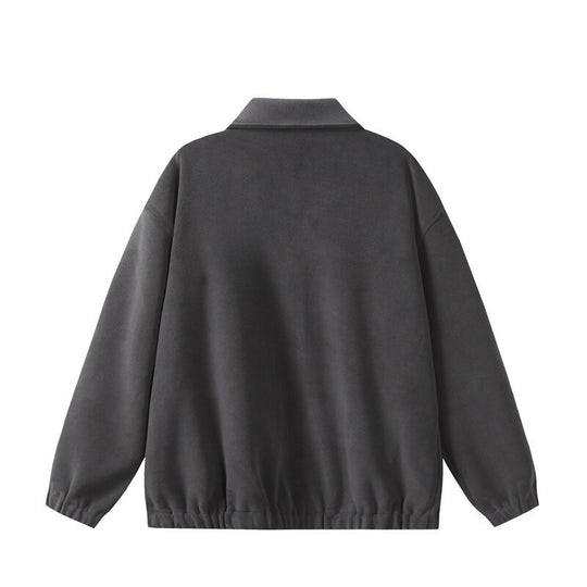Unisex Fleece‑Blousonjacke im Boxy‑Cut mit Hemdkragen, durchgehendem Reißverschluss und elastischem Saum Shop Nory