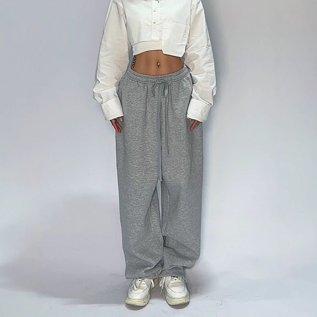 Damen nan weit geschnittene Loungehose mit hohem Bund extra weitem Bein und Tunnelzug Shop Nory