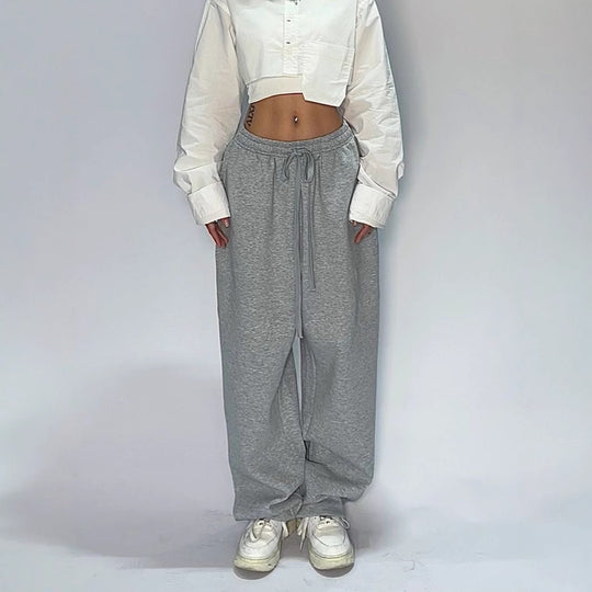 Damen nan weit geschnittene Loungehose mit hohem Bund extra weitem Bein und Tunnelzug Shop Nory