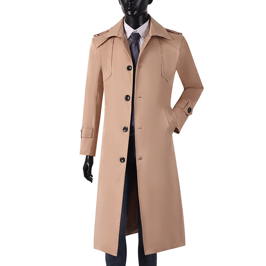 Herren Lang geschnittener Trenchcoat mit klassischem Revers und wasserabweisendem Finish Shop Nory