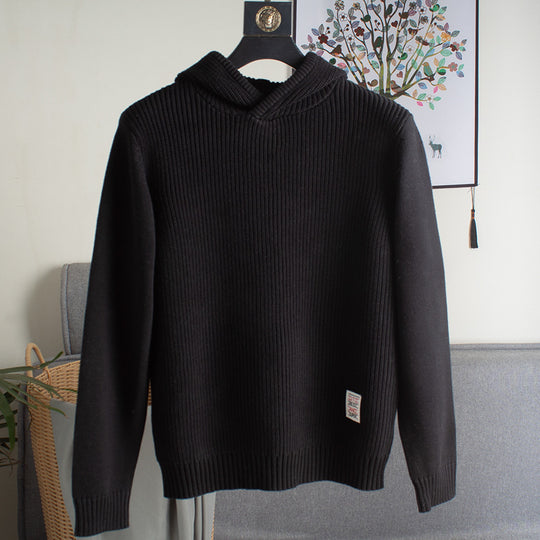 Herren Grobgerippter Kapuzenpullover mit glatten Ärmeln und geripptem Saum Shop Nory