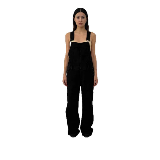 Damen Jeans Latzhose mit weitem Bein und tiefem Rückenausschnitt