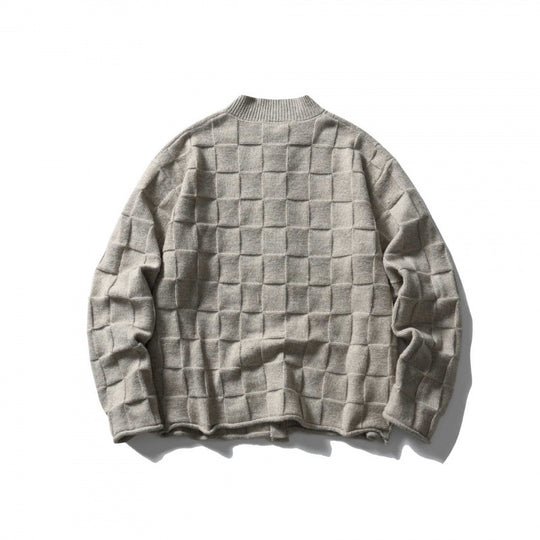 Unisex Strukturierte Boxy-Strickjacke mit Karomuster Shop Nory