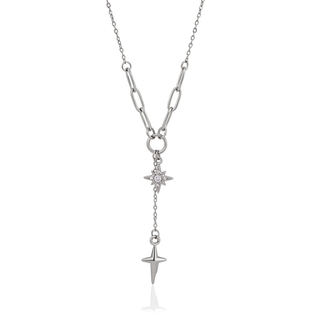 Damen Halskette mit modernen Sternanhängern und verstellbarem Edelstahl-Design Shop Nory