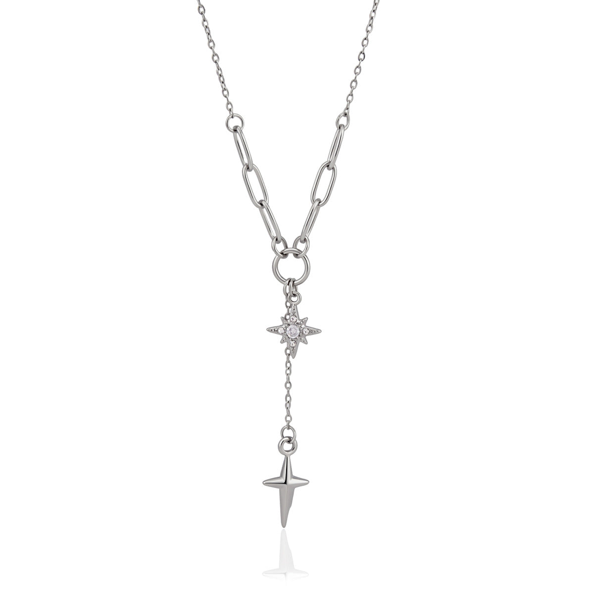 Damen Halskette mit modernen Sternanhängern und verstellbarem Edelstahl-Design Shop Nory