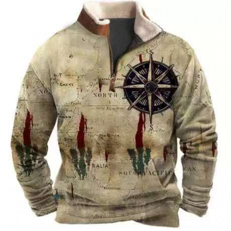 Herren Modischer Hoodie mit Kapuze und maritimem Druck Shop Nory