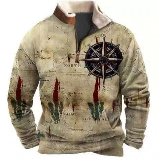 Herren Modischer Hoodie mit Kapuze und maritimem Druck Shop Nory
