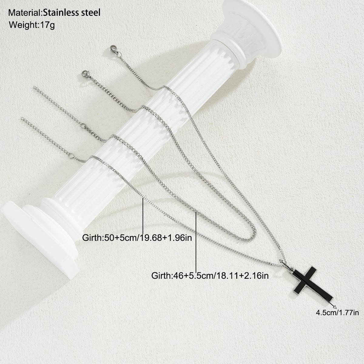 Damen Halskette im stilvollen, mehrlagigen Design mit Kreuzanhänger Shop Nory