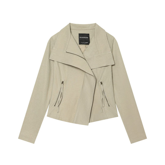Damen Asymmetrische Übergangsjacke mit weitem Revers und Kordelzug Shop Nory