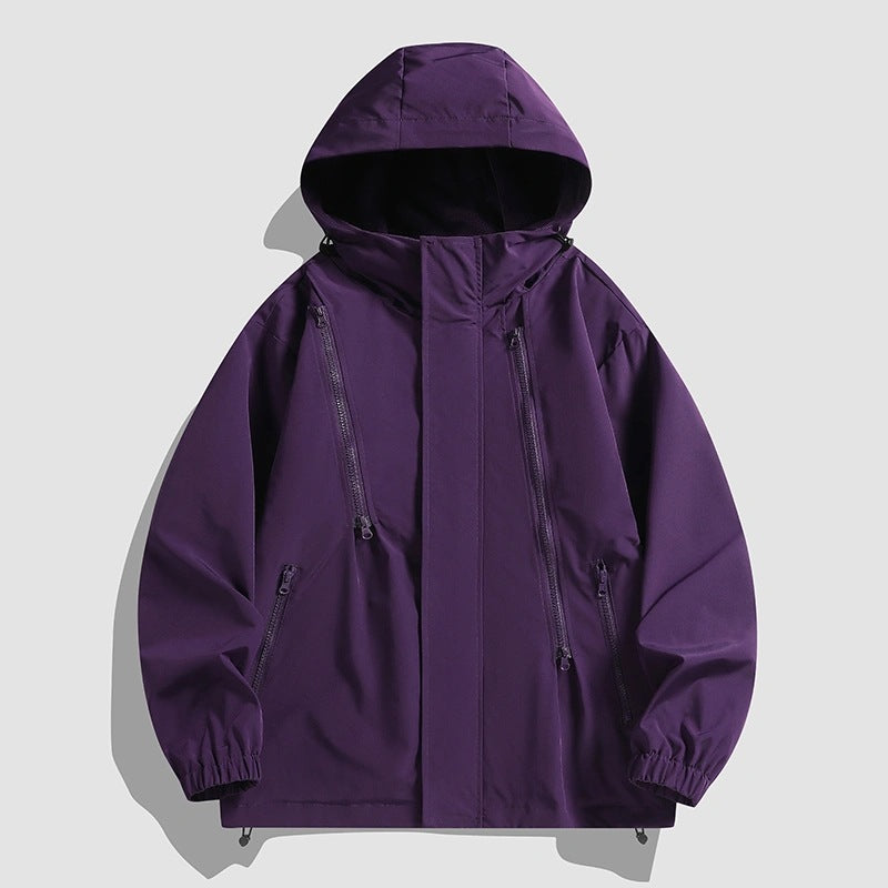 Damen Kurze technische Kapuzenjacke mit asymmetrischen Reißverschlüssen & Kordelzug Shop Nory