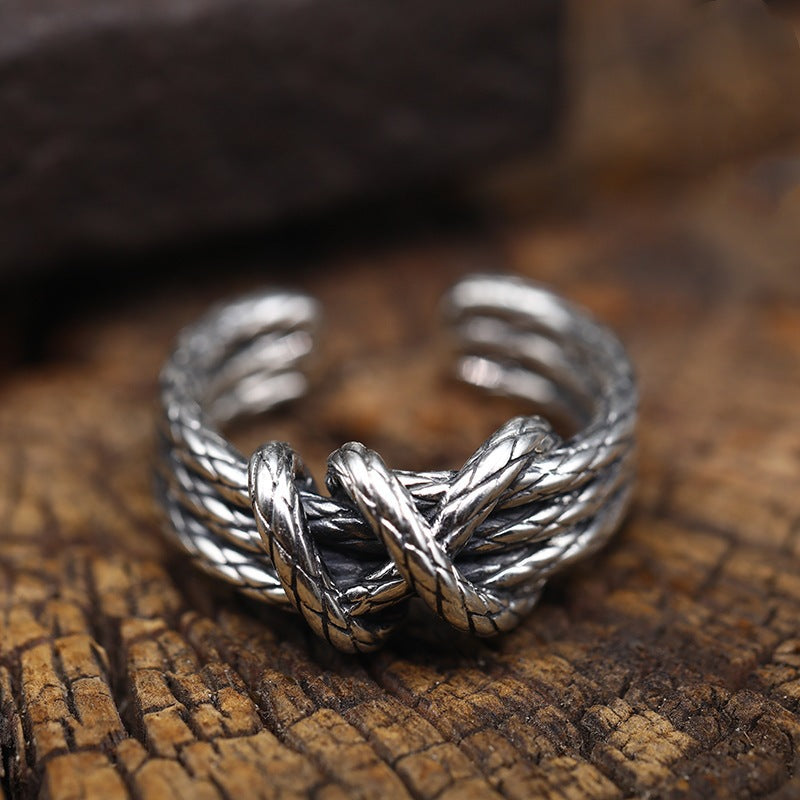 Damen Offener Ring mit kunstvollem Zopfmuster Shop Nory