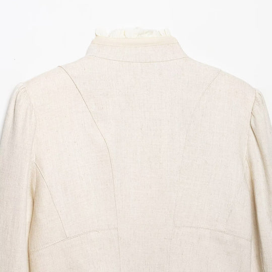 Damen Cropped Jacke mit Stehkragen, Biesenärmeln und Rüschenblende Shop Nory