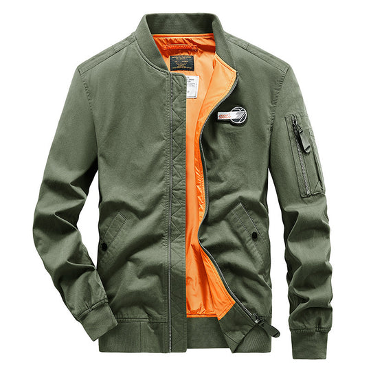 Herren Bomberjacke im Fliegerstil mit kontrastierendem Innenfutter und Ärmeltasche Shop Nory