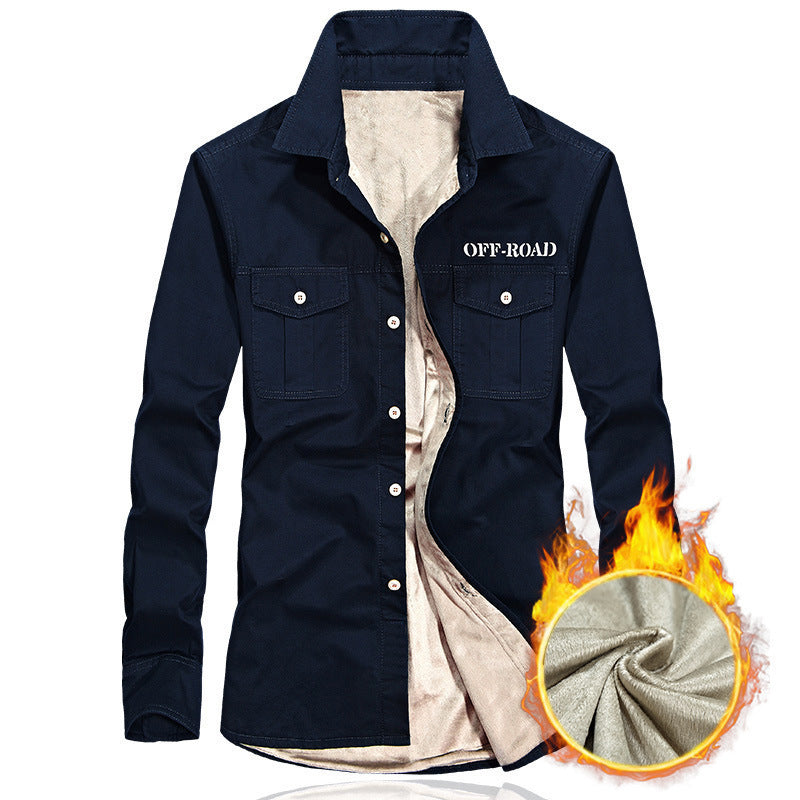 Herren gefüttertes Utility-Hemd mit Brustpattentaschen und Off-Road-Print Shop Nory