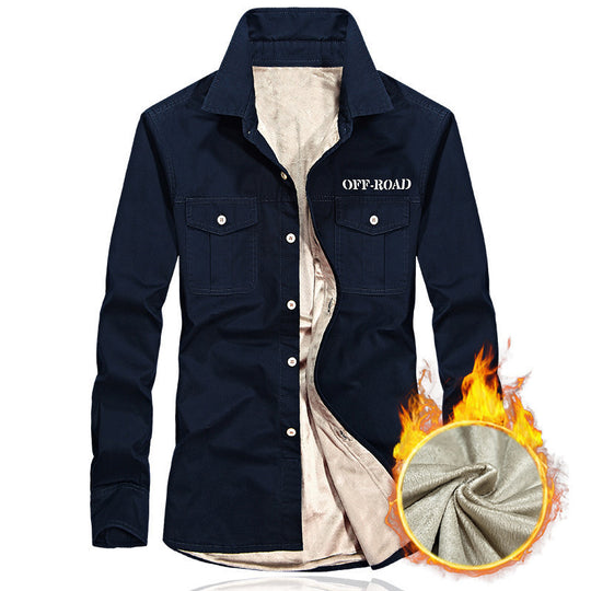 Herren gefüttertes Utility-Hemd mit Brustpattentaschen und Off-Road-Print Shop Nory