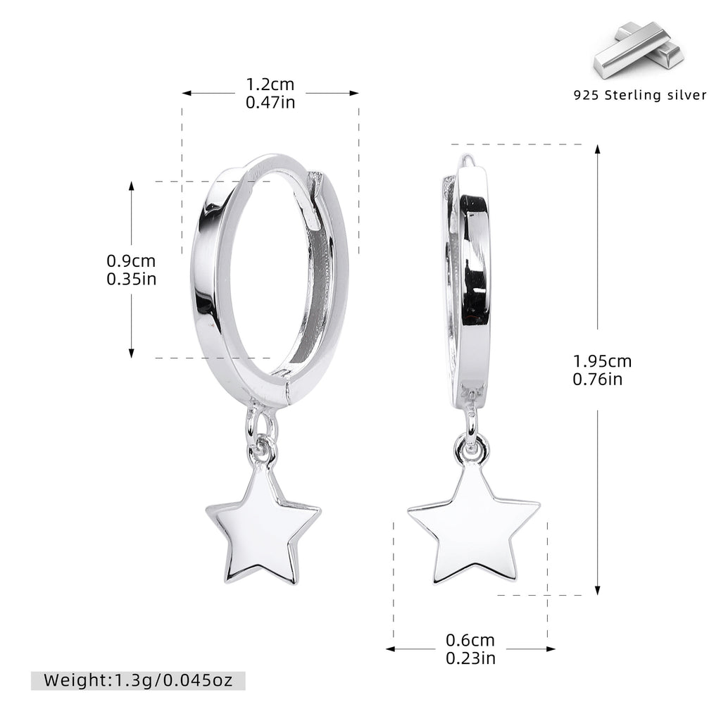 Damen Ohrhänger mit starförmigem Anhänger aus hochwertigem 925 Sterling Silber Shop Nory
