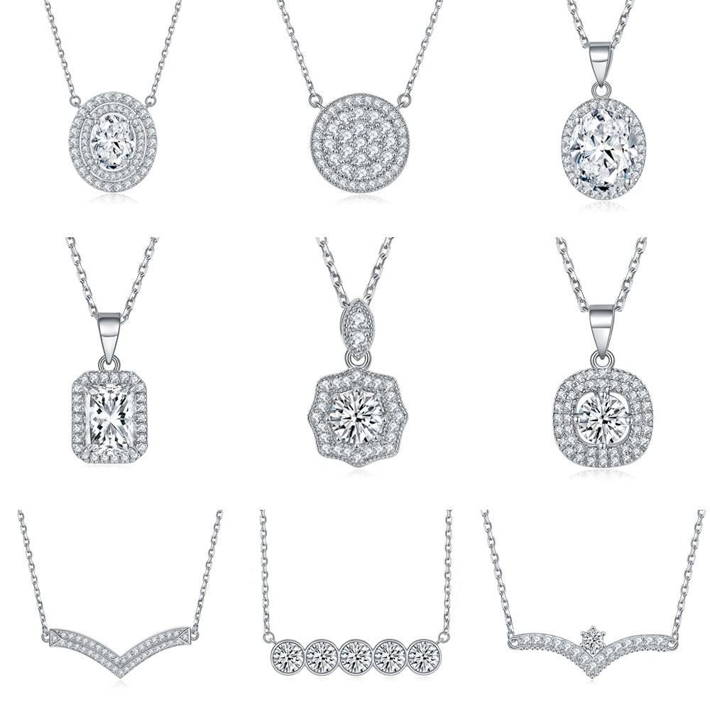 Damen Anhänger mit funkelndem Zirkonia-Rahmen und eleganter Kettenstruktur Shop Nory