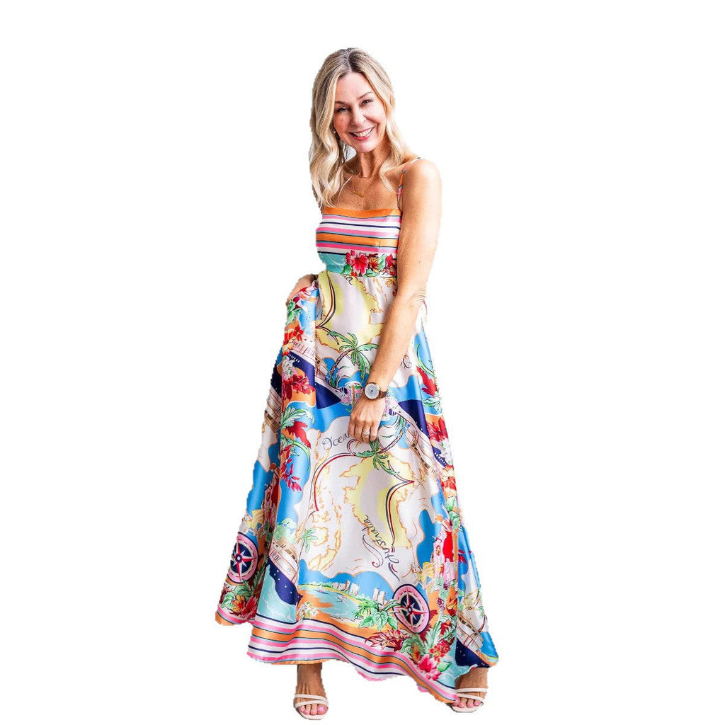 Damen Maxi-Kleid mit aufregendem Grafikdruck und verspieltem Design