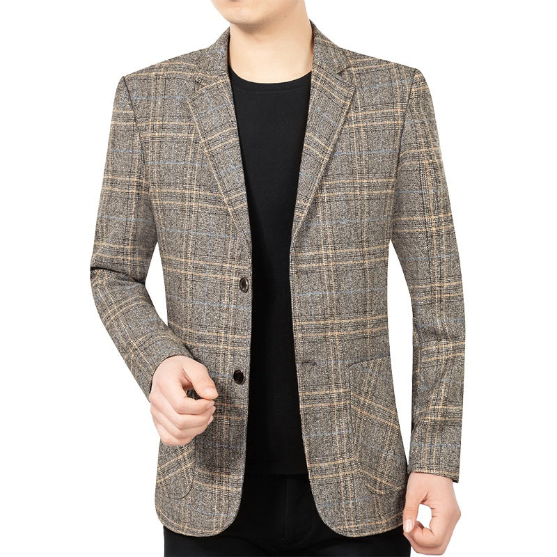 Herren Kariertes Slim-Fit Sakko mit strukturiertem Wollmix und aufgesetzten Taschen Shop Nory