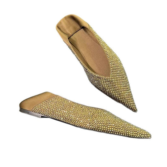 Damen Elegante spitz zulaufende Slipper‑Ballerinas mit Strassnetz und gepolstertem Komfortfußbett Shop Nory