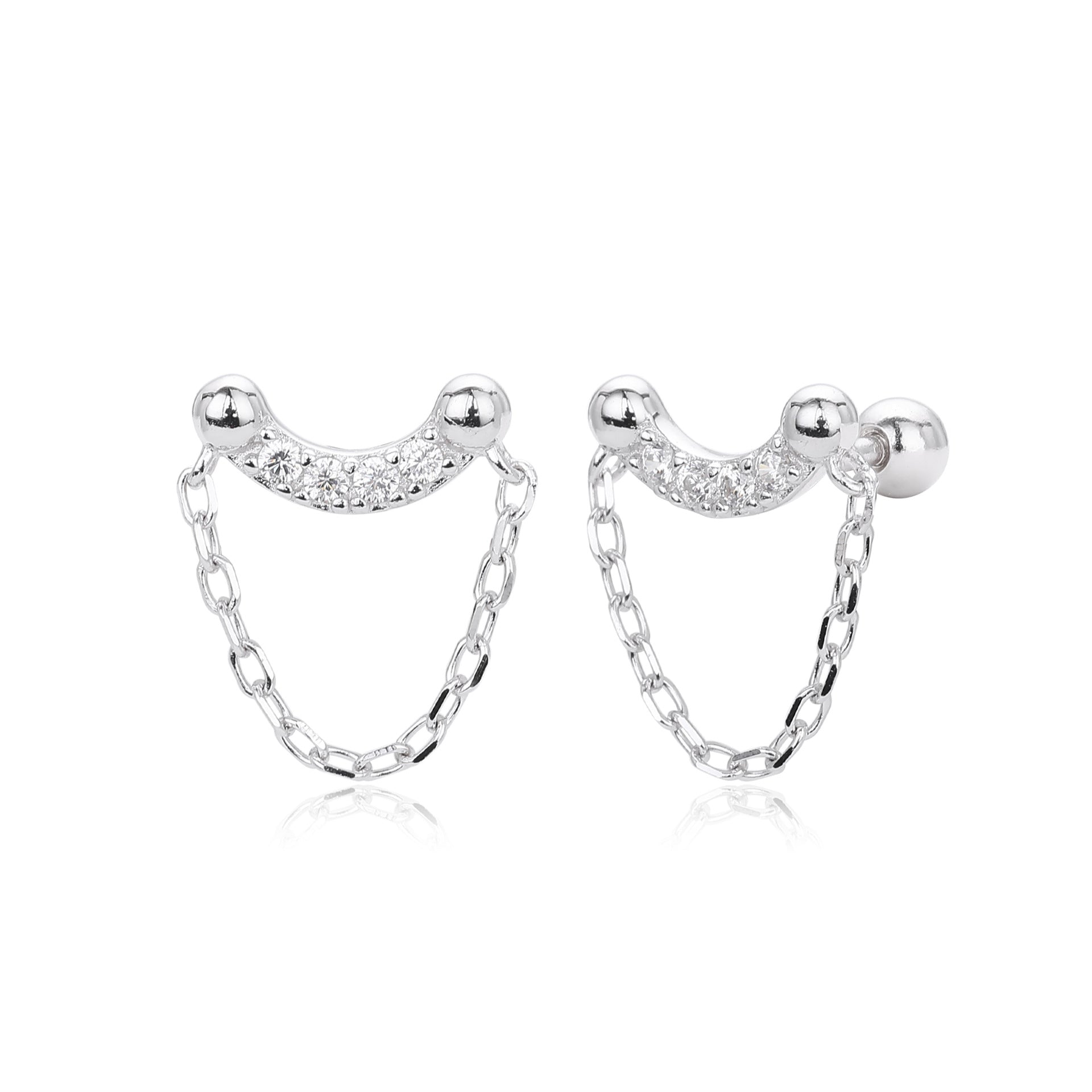 Damen Ohrstecker mit elegantem Kettenmotiv aus 925 Sterling Silber Shop Nory