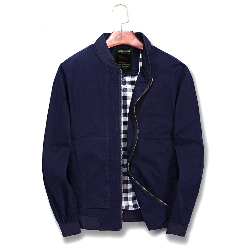 Herren leichte Canvas-Bomberjacke mit kariertem Innenfutter Shop Nory